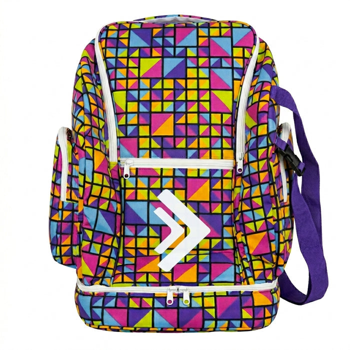 Geometric Print Sports Backpack With Shoe Compartment