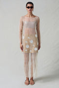 Ghost Crinkle Mesh Overlay Ivory