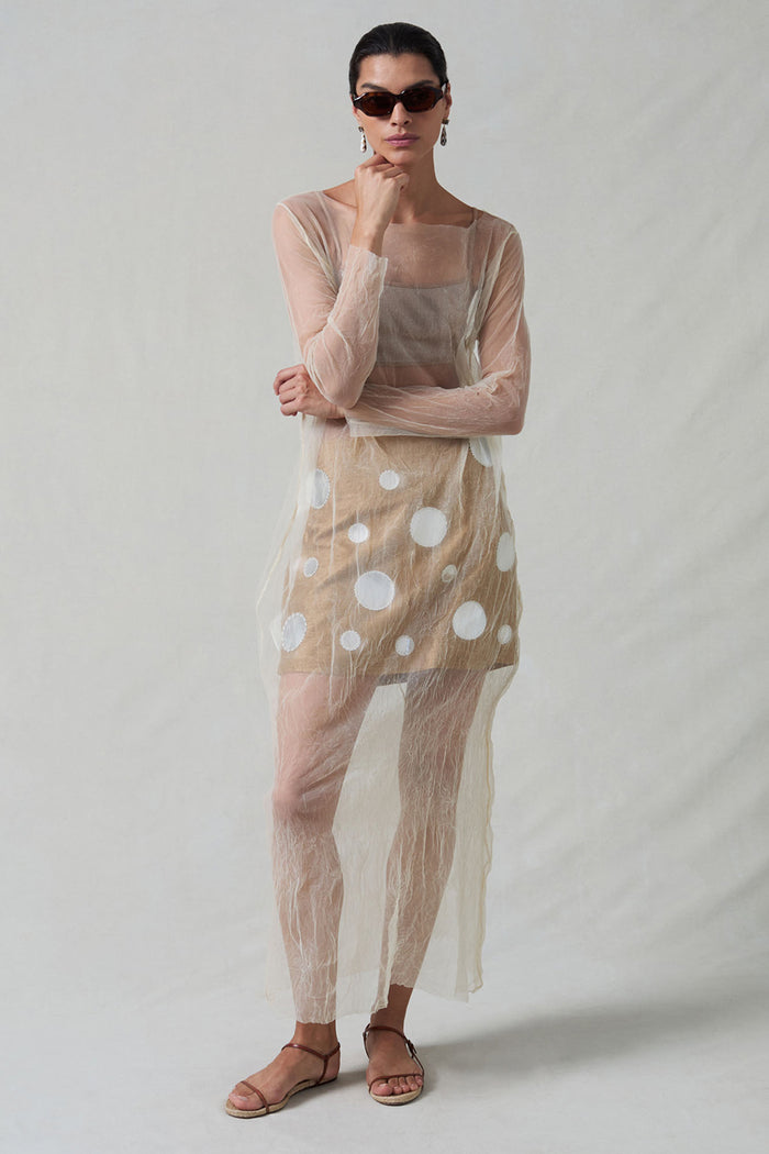 Ghost Crinkle Mesh Overlay Ivory