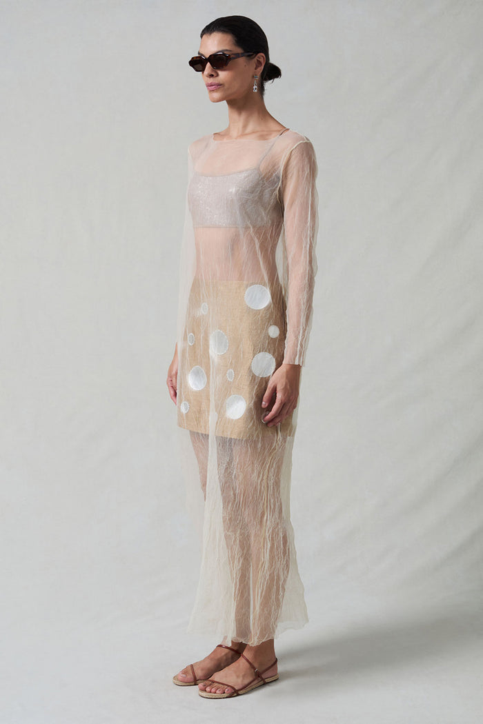 Ghost Crinkle Mesh Overlay Ivory