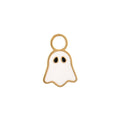 Ghost-shaped charm with gold outline on a white background