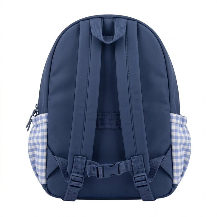 Gingham Kids Backpack With Plush Teddy Bear Applique