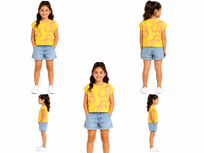 Girls Bow Print T Shirt