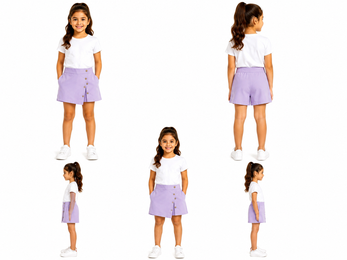 Girls Button Skort