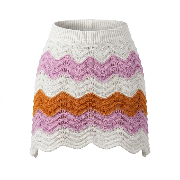 Girls Crochet Knit Chevron Top And Skirt Set