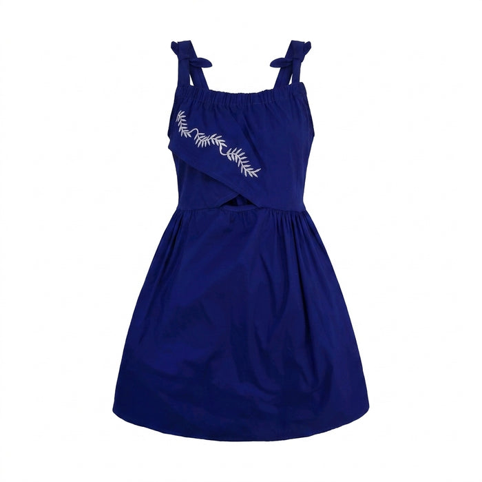 Girls Embroidered Shoulder Tie Summer Dress