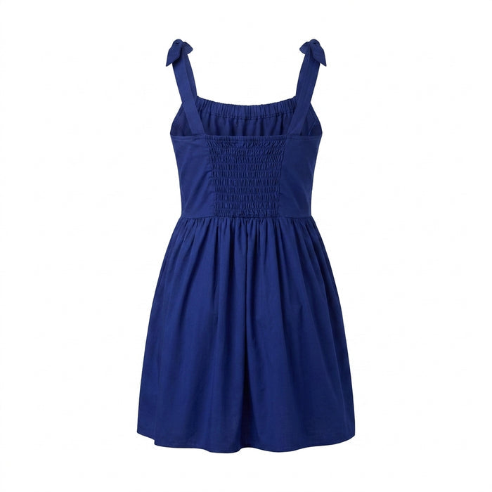 Girls Embroidered Shoulder Tie Summer Dress
