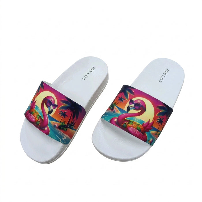 Women Tropical Flamingo Print Slide Sandals