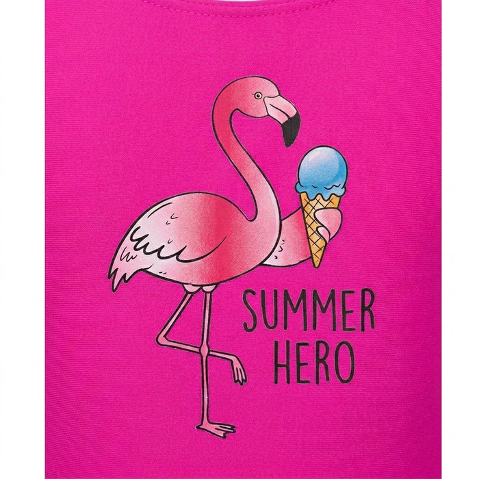 Girls Flamingo Print Swim Dress