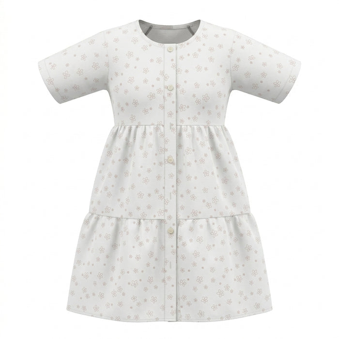 Girls Floral Button Front Dress