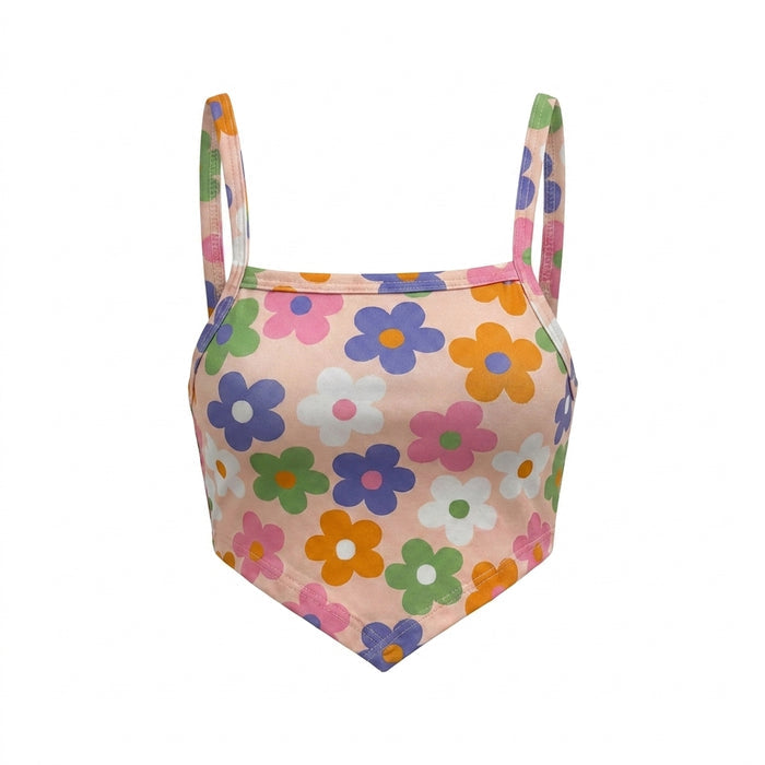 Girls Floral Print Cami Top And Wrap Skirt Set