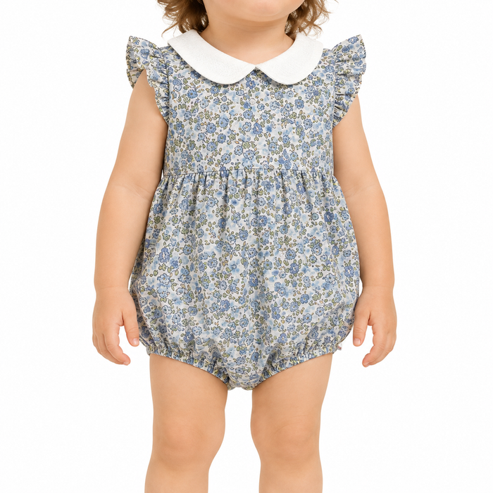 Girls Floral Romper With Collar