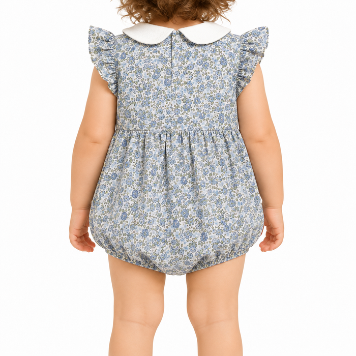 Girls Floral Romper With Collar