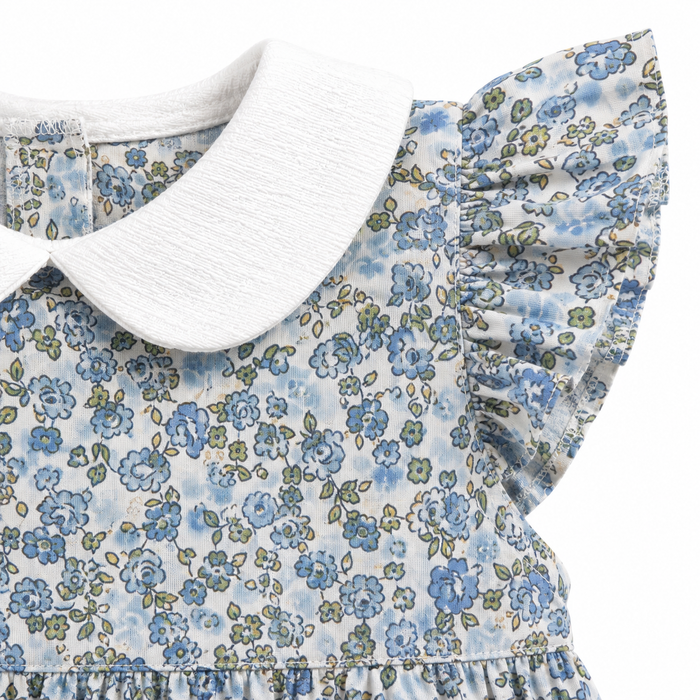 Girls Floral Romper With Collar