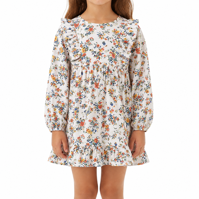 Girls Floral Ruffle Dress