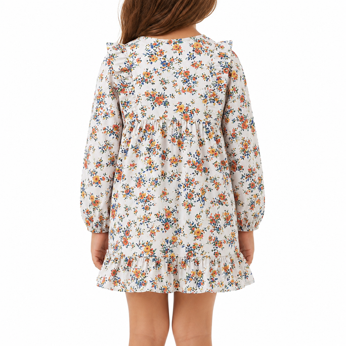 Girls Floral Ruffle Dress