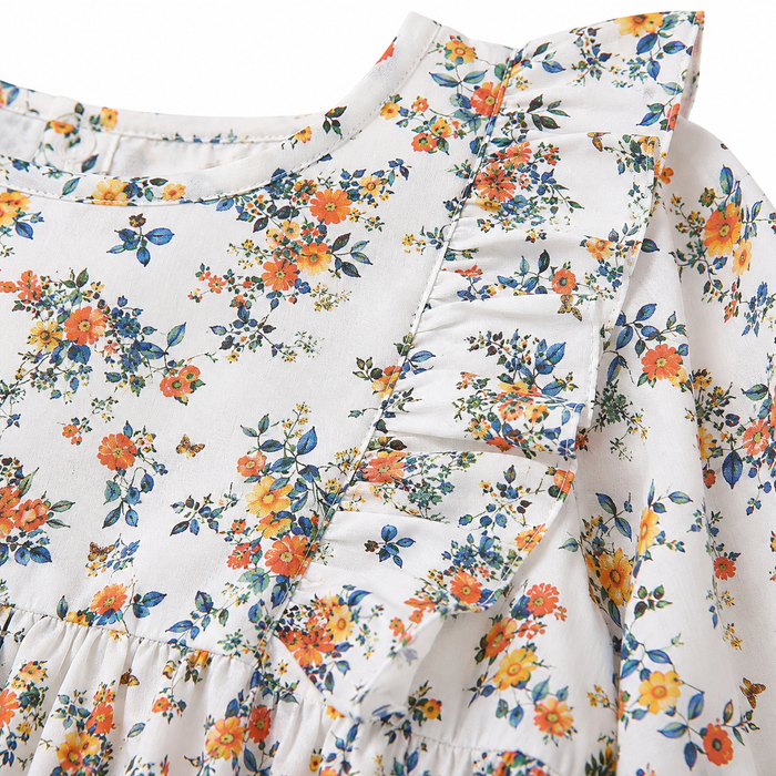 Girls Floral Ruffle Dress