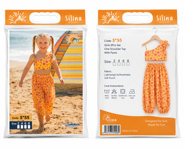 Girls Floral Two Piece Swimwear Set With Beach Pants