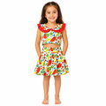 Girls Fruit Print Ruffle Collar Sleeveless Top And Skirt Set