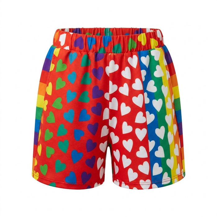 Girls Heart Print Sleeveless Top And Shorts Set