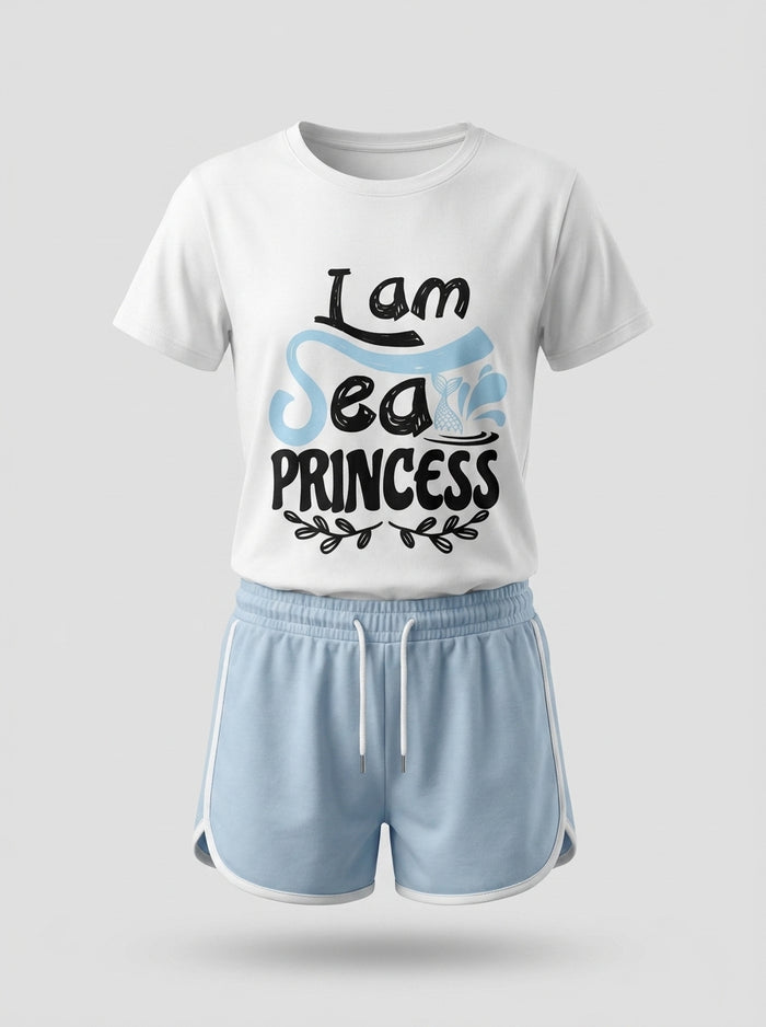 Girls I Am Sea Princess Top And Shorts Set