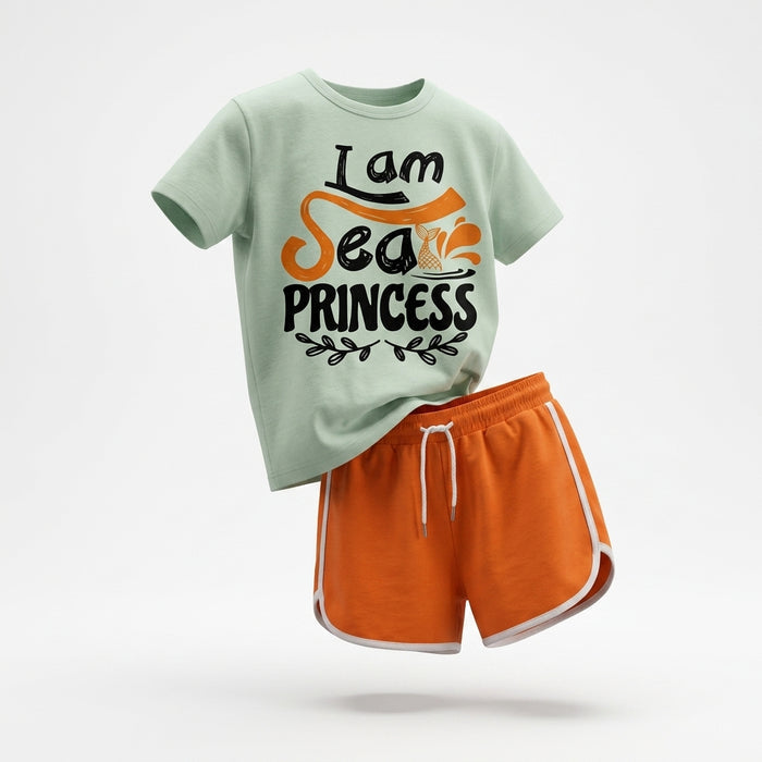 Girls I Am Sea Princess Top And Shorts Set