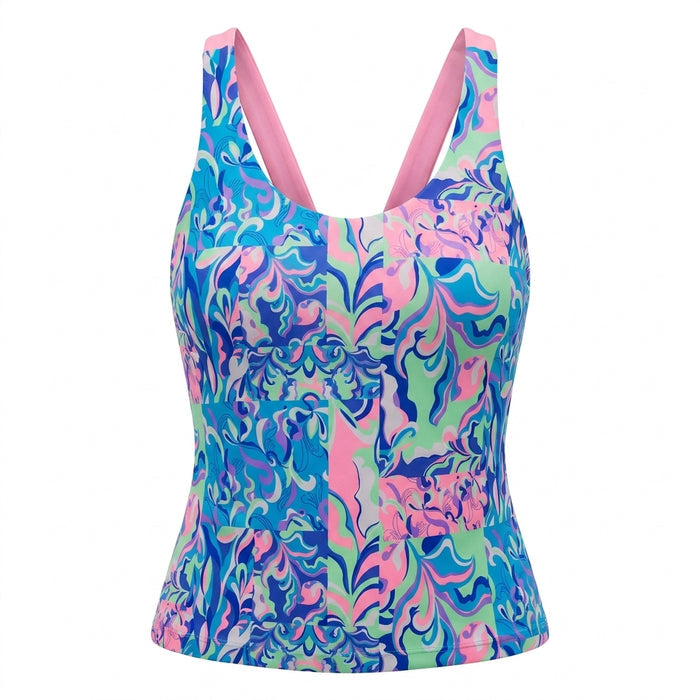 Girls Marble Print Cross Back Swim Set