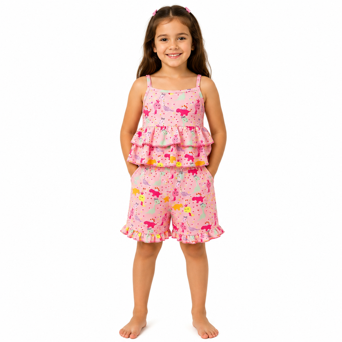Girls Mermaid Print Camisole Top And Shorts Set