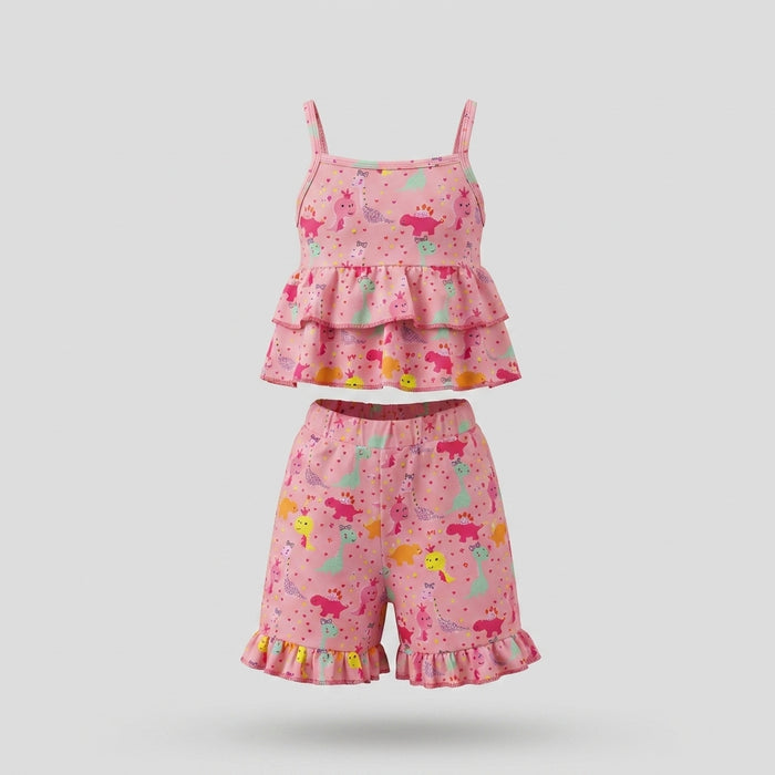 Girls Mermaid Print Camisole Top And Shorts Set