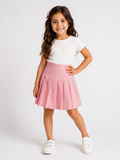 Girls Pleated Button Front Skirt