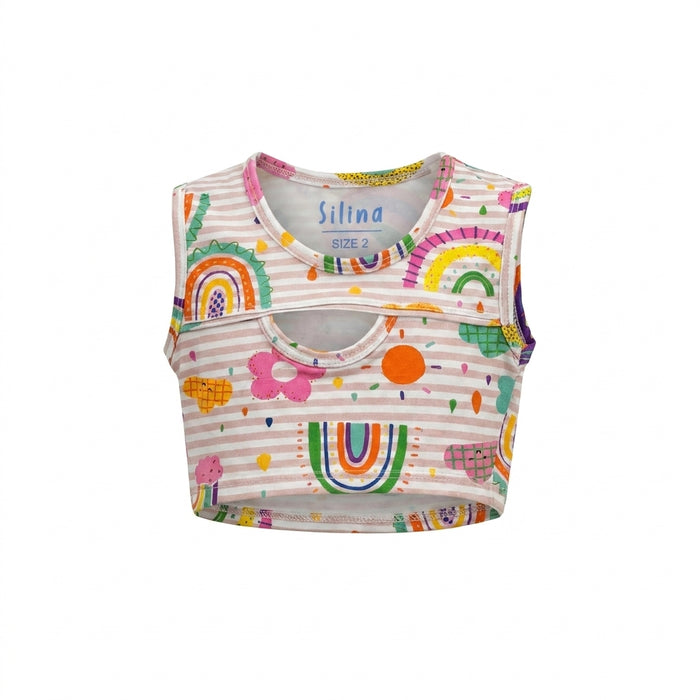 Girls Print Sleeveless Top And Shorts Set