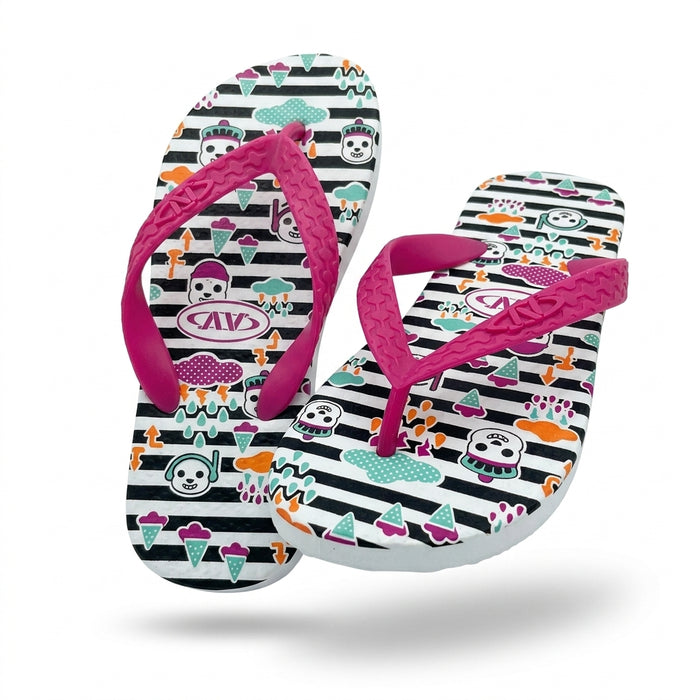 Girls Printed Flip Flop Sandals With Straps