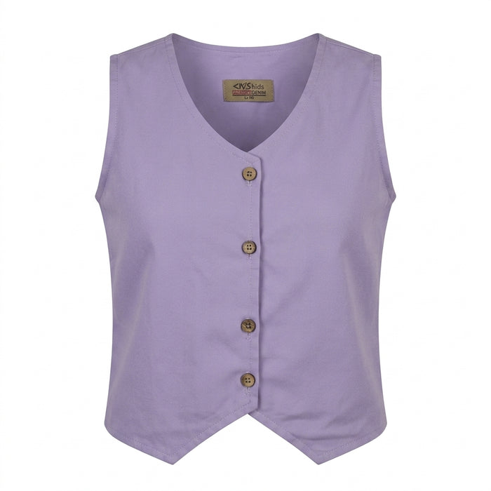 Girls Sleeveless Button Front Top