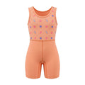 Girls Sleeveless Printed Swim Romper
