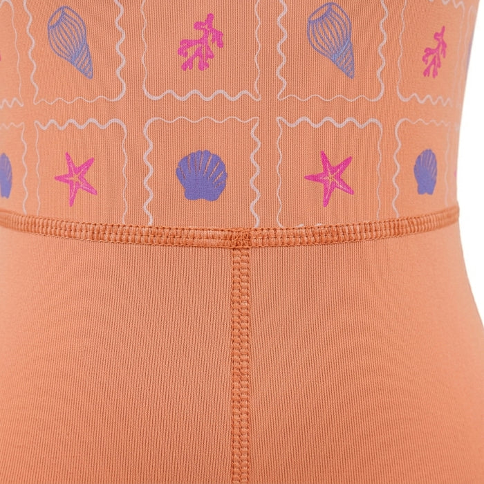 Girls Sleeveless Printed Swim Romper