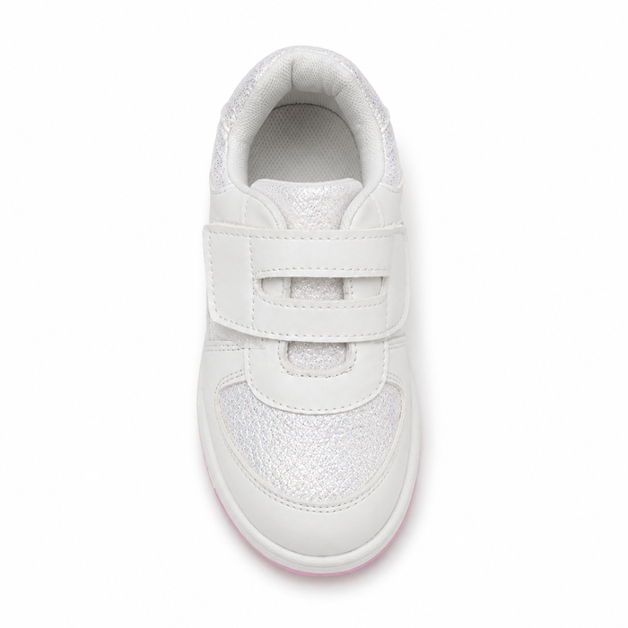 Girls sports sneakers with hook-and-loop straps and glitter details
