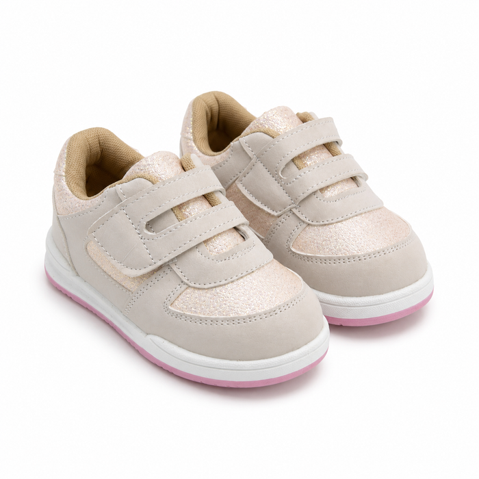 Girls sports sneakers with hook-and-loop straps and glitter details