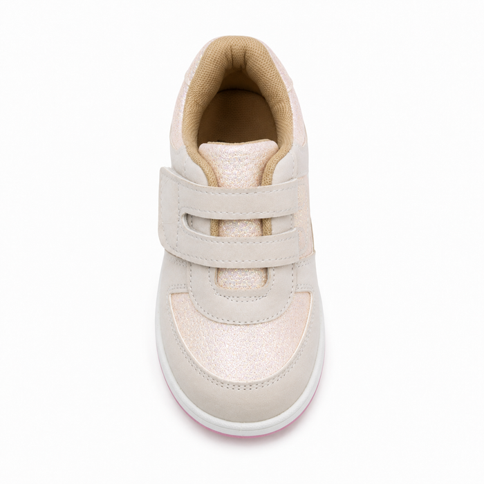 Girls sports sneakers with hook-and-loop straps and glitter details