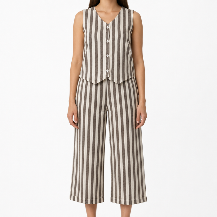 Girls Striped Sleeveless Top and Wide-Leg Pants Set