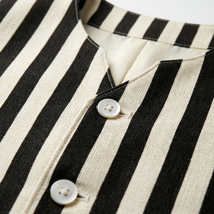 Kids Striped Button Front Vest
