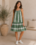 Girls Tie Dye Tiered Sleeveless Dress