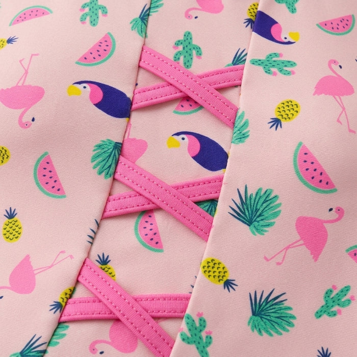 Girls Tropical Print Swim Dress