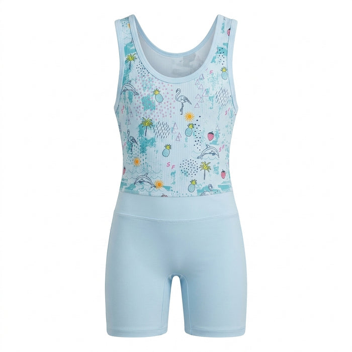 Girls Tropical Print Swim Romper