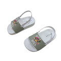 Girls Turtle Print Slide Sandals With Back Strap