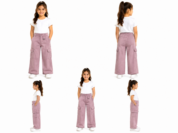 Girls Wide Leg Cargo Pants