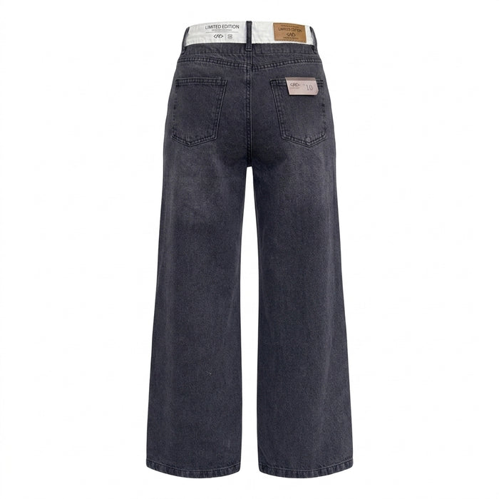Girls Wide Leg High Waist Denim Jeans Wash