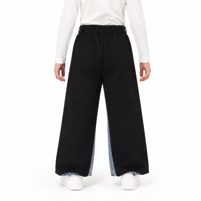 Girls Wide Leg Jeans With Contrast Side Panels