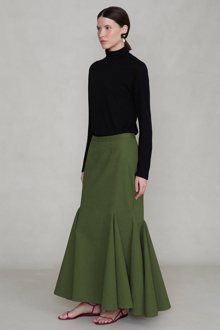 Godet Skirt Army Green