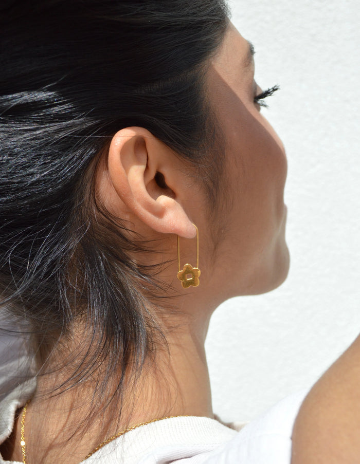 Golden Daisy Hoops