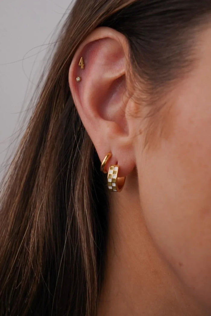 Green Checker Titanium Hoops